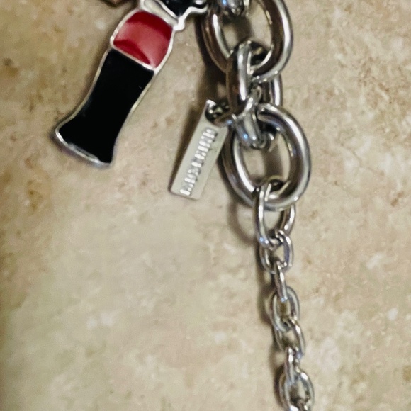 MOSCHINO Silver Tone Toggle Charm Bracelet w/Logo Jewelry Pouch - Picture 3 of 6